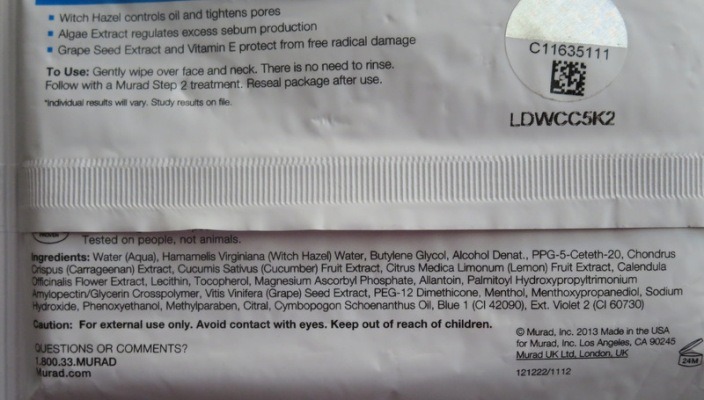murad-clarifying-wipes-for-blemish-prone-skin-ingredients