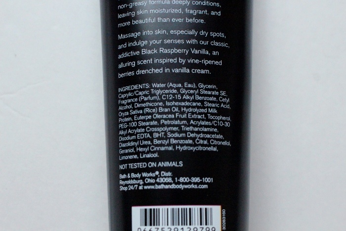 Bath and Body Works Black Raspberry Vanilla Body Cream ingredients