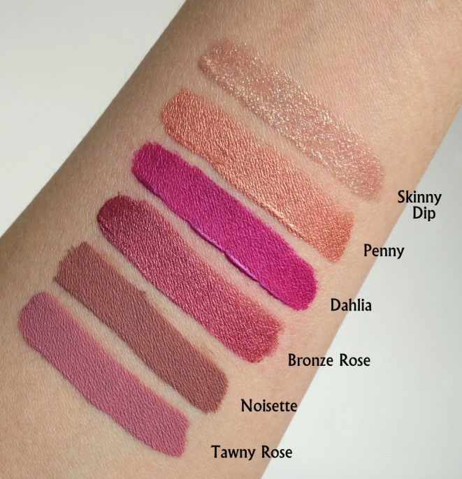 Jouer Penny Long-Wear Lip Creme Liquid Lipstick all swatches