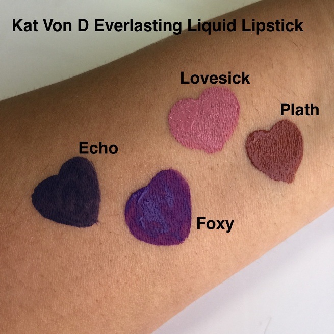 Kat Von D Plath Everlasting Liquid Lipstick swatches
