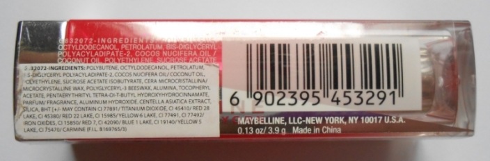 Maybelline RD02 Cherry Lip Flush Bitten Lips Lipstick ingredients