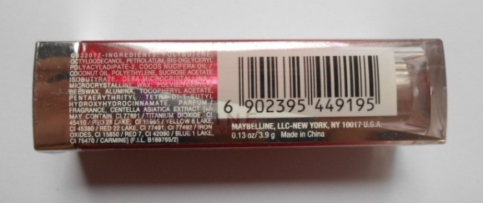 Maybelline RD03 Blackberry Cinnamon Lip Flush Bitten Lips Lipstick ingredients