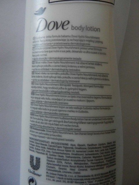 Dove body lotion ingredients