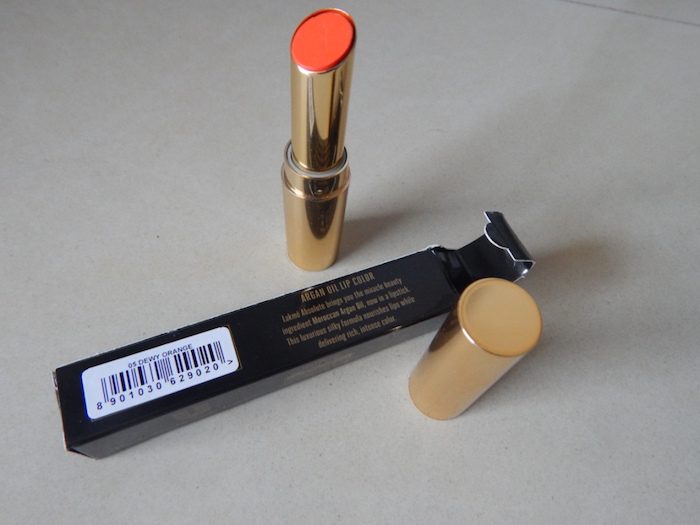Lakme 05 Dewy Orange Absolute Argan Oil Lip Color outer packaging
