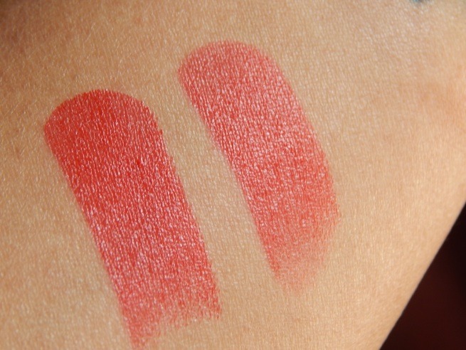 Lakme Absolute 08 Drenched Red Argan Oil Lip Color swatch on hand