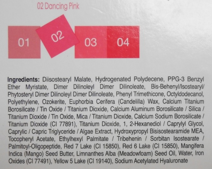 LipIce Dancing Pink Water Colour ingredients
