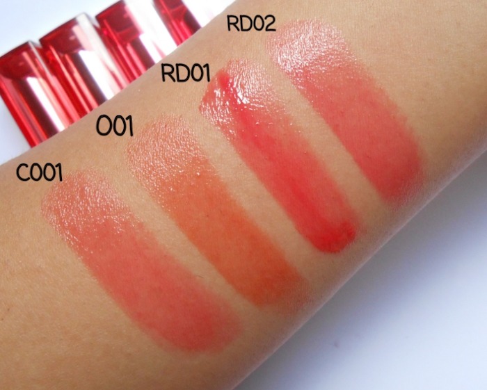 Maybelline OR1 Color Sensational Lip Flush Lipstick all swatches