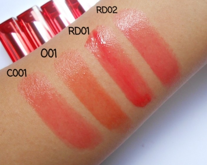 Maybelline RD02 Color Sensational Lip Flush Lipstick all swatches