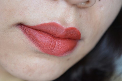 NARS Infatuated Red Velvet Matte Lip Pencil swatch on lips