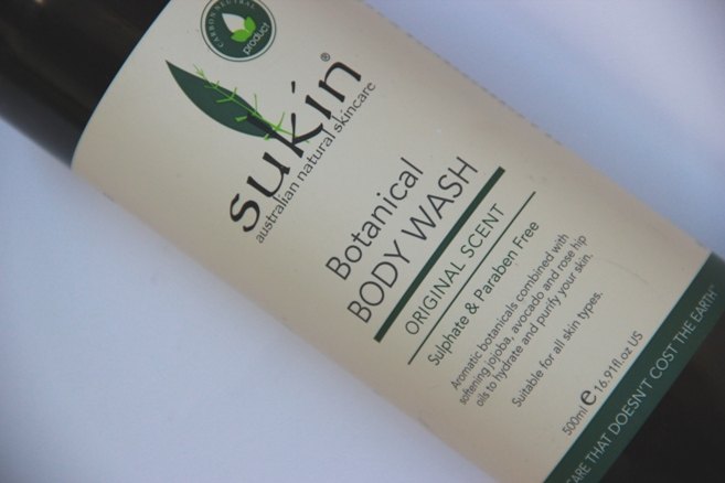 Sukin Botanical Body Wash label