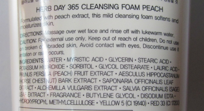 The Face Shop Herb Day 365 Cleansing Foam - Peach Review1