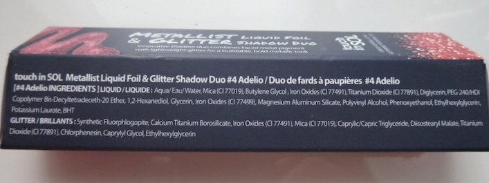 Touch In Sol Adelio Metallist Liquid Foil and Glitter Eye Shadow Duo ingredients