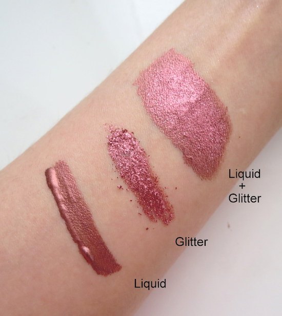 Touch In Sol Adelio Metallist Liquid Foil and Glitter Eye Shadow Duo swatches