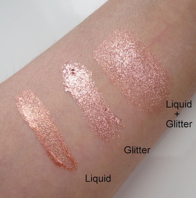 Touch In Sol Margaret Metallist Liquid Foil and Glitter Eye Shadow Duo swatches
