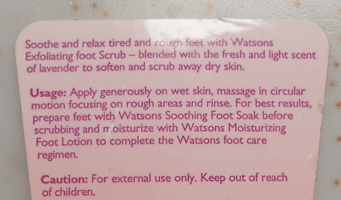 Watsons Foot Ease Exfoliating Lavender Foot Scrub product description