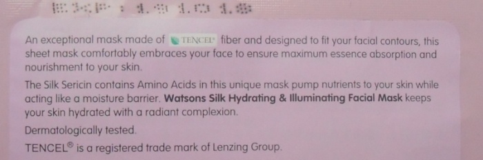 Watsons Silk Hydrating and Illuminating Facial Mask Review4