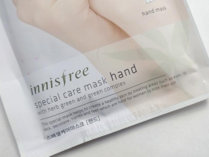 Innisfree Special Care Hand Mask label