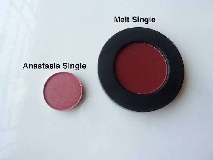 Melt Cosmetics The Dark Matter Stack Eyeshadow comparison with Anastasia eyeshadow
