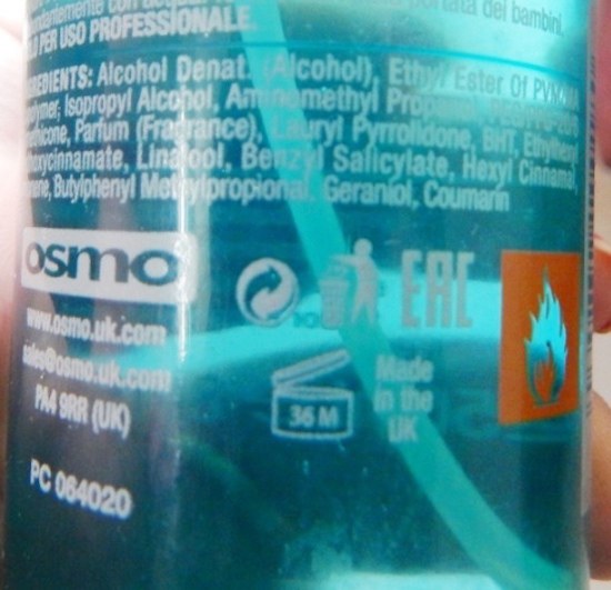 Osmo Extreme Gel Spray ingredients