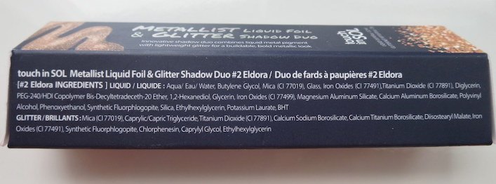Touch In Sol Eldora Metallist Liquid Foil and Glitter Eye Shadow Duo ingredients