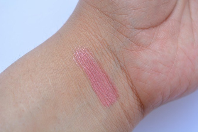 YSL 44 Nude Lavalliere Rouge Volupté Shine Oil-In-Stick swatch on hand