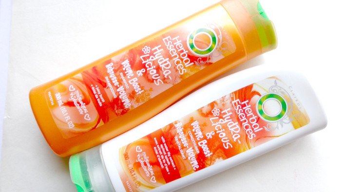 Herbal Essences Hydralicious and Volume Boost Conditioner packaging