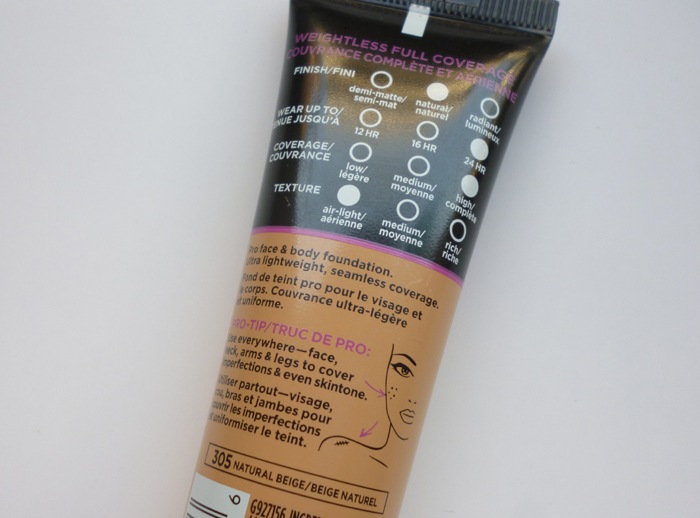 Loreal Infallible Total Cover Full Coverage Foundation details