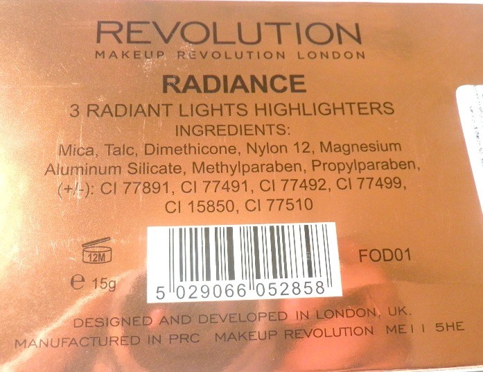 Makeup-Revolution-Highlighter-Palette-Radiance-ingredients