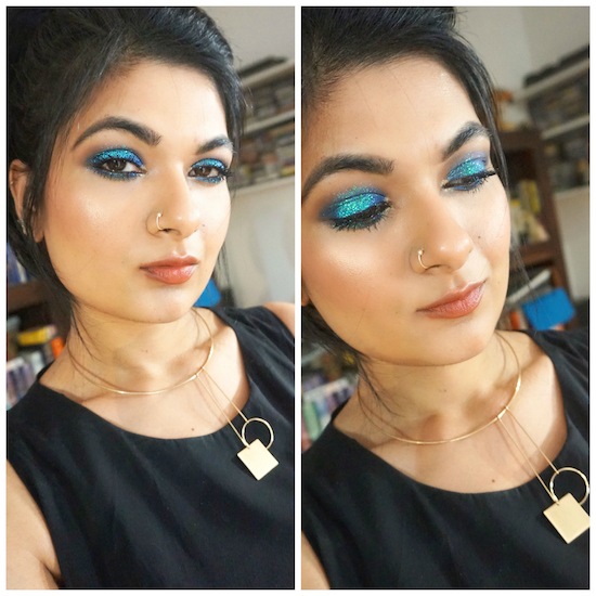 shimmery turquoise eye makeup