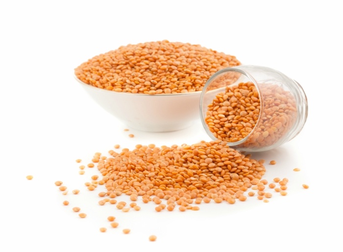 Close up of red lentils