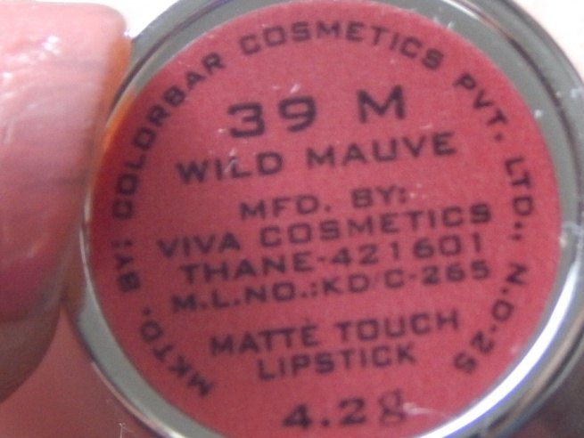 Colorbar Wild Mauve Matte Touch Lipstick shade name