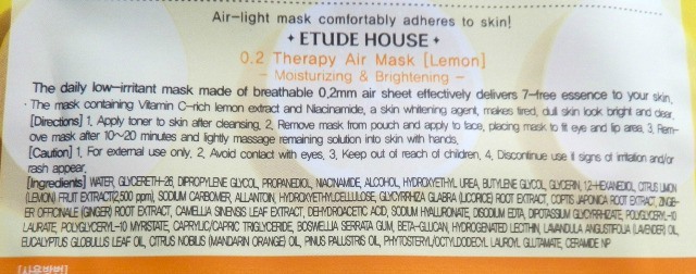 Etude House Air Therapy Lemon Sheet Mask Review3