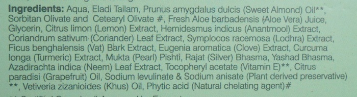 Forest Essentials Eladi Teenage Day Cream ingredients