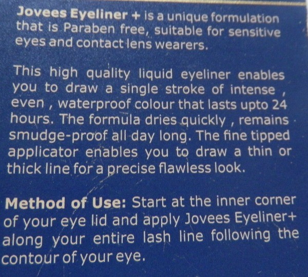 Jovees Eye Liner Zaffre Blue Review Details