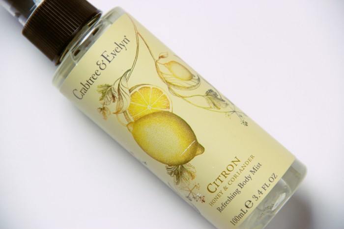 Label of Crabtree and Evelyn Refreshing Body Mist Citron Honey and Coriander