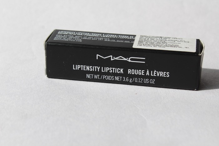 MAC Liptensity Lipstick Postmodern cardboard box