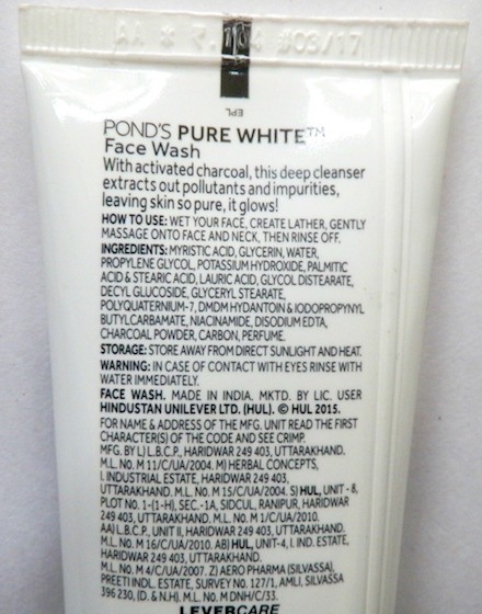 Pond’s-Pure-White-Anti-Pollution-Purity-Face-Wash-ingredients