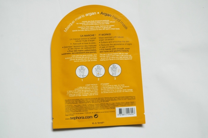 Sephora Argan Hand Mask Review Back instructions