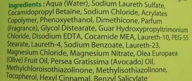 Watsons Avocado Conditioning Treatment Shampoo ingredients
