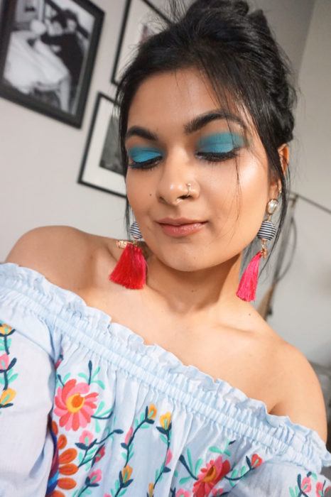 blue colorblock makeup