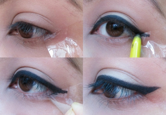 how to do winged eyeliner with tape