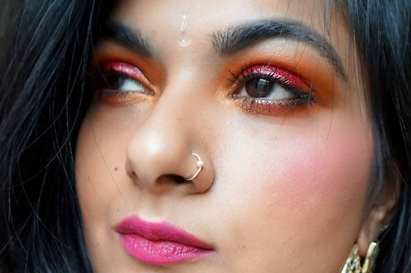 indian pink orange eye makeup
