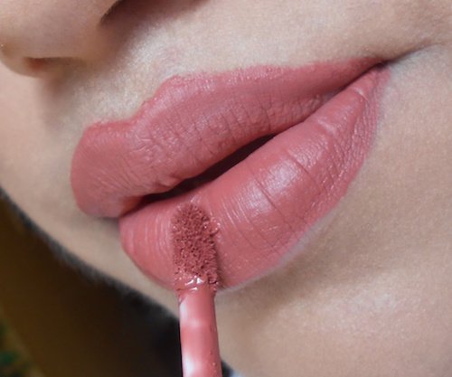 theBalm Sincere Meet Matte Hughes Long Lasting Liquid Lipstick swatch on lips