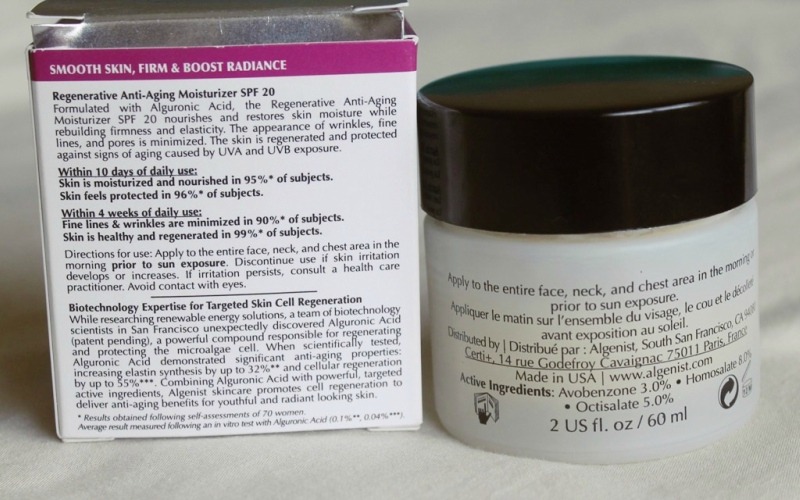 Algenist Regenerative Anti-Aging Moisturizer SPF 20 Review Tub With Cover Back Both