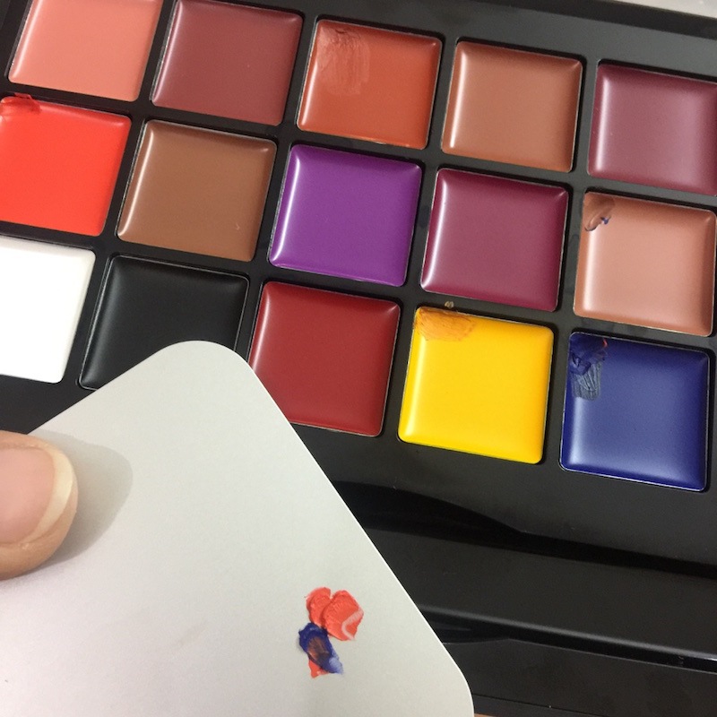 Anastasia Beverly Hills Lip Palette shades on the mixing plate