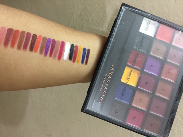 Anastasia Beverly Hills Lip Palette swatches with numbers