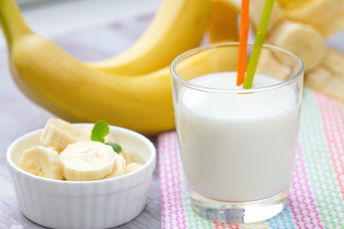 Banana milk shake in a glass