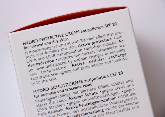 Collistar Hydro-Protective Cream Anti-Pollution SPF 20 Claims