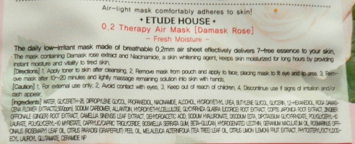 Etude House Therapy Air Mask Damask Rose Review Description