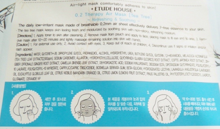 Etude House Therapy Air Mask Tea Tree Review Product Description